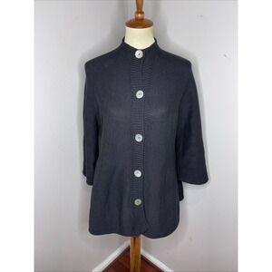 Jarbo‎ Black Chunky Knit Pima Cotton Cardigan Sweater Sz 38